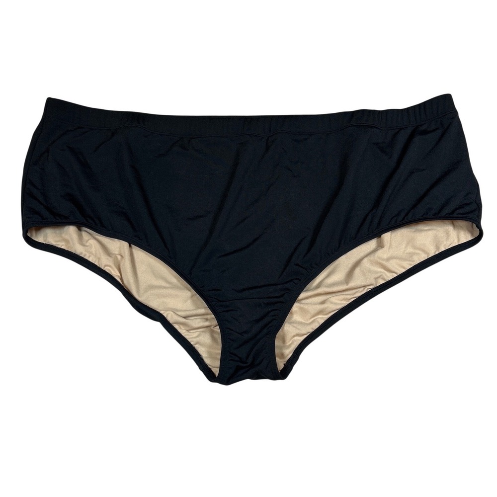 JunoActive Women Black High Waist Full Coverage Bikini Bottom Plus Size 6X